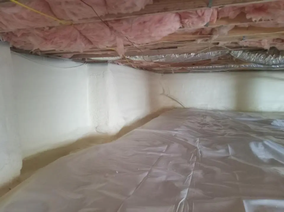 Crawl space encapsulation with closed-cell spray foam for Storm Damage Roof Repair in Gallup